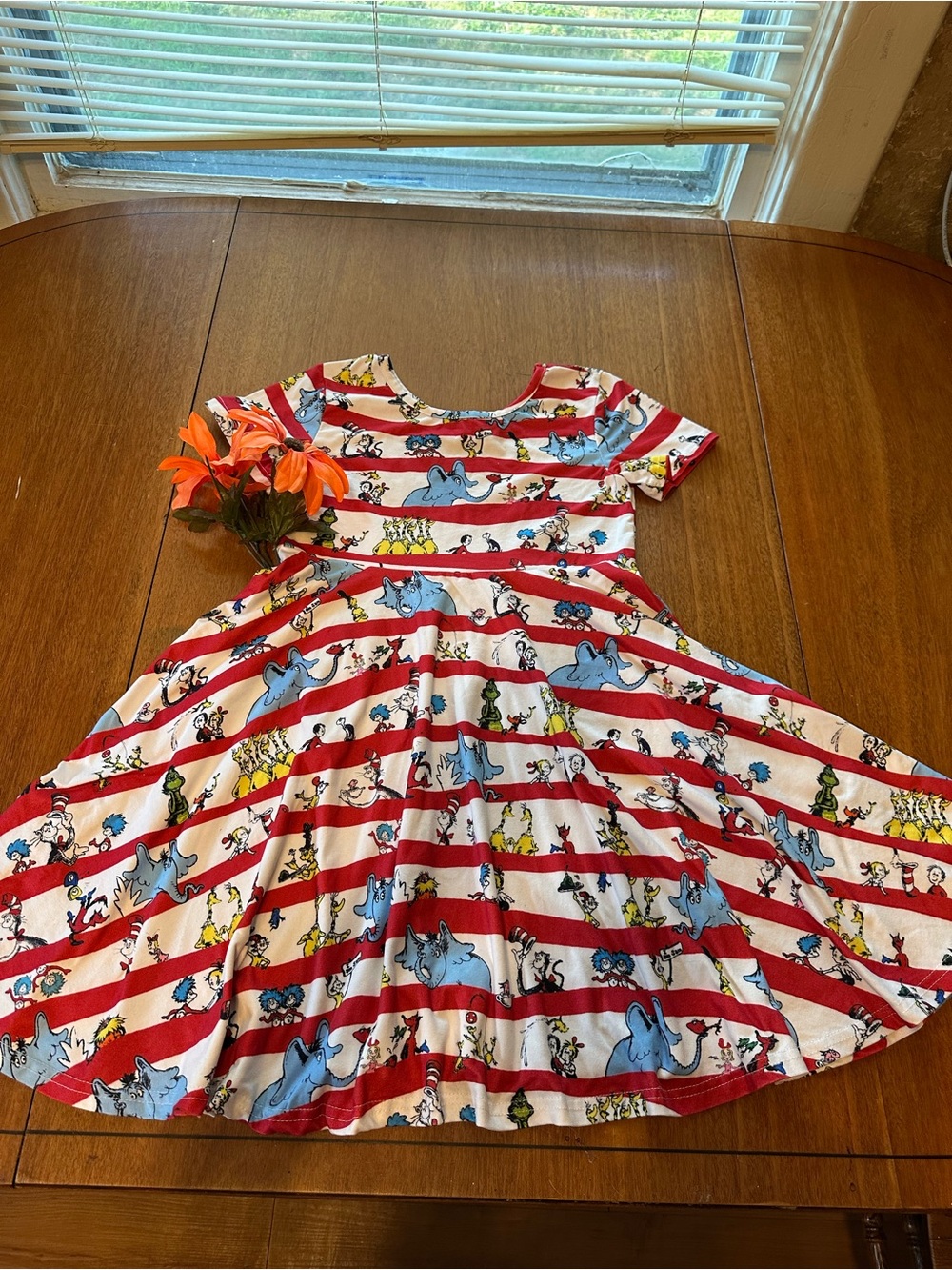 Girls' Red Blue & White Striped Dr. Seuss Swing Dress